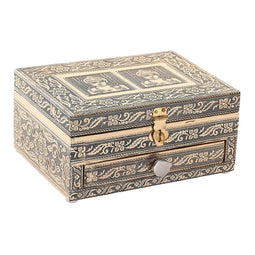 Doos-Juwelenkistje DKD Home Decor 17,5 x 12,5 x 8,5 cm Champagne Beige Hout Aluminium
