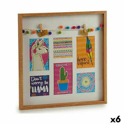 Muurfotlijst Kwastjes Lama Multicolour Hout 40,5 x 3 x 40,5 cm (6 Stuks)