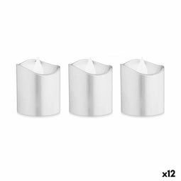 Kaarsenset LED Zilverkleurig 3,7 x 3,7 x 5 cm (12 Stuks)