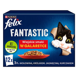 Felix Fantastische plattelandssmaken in gelei - rundvlees, kip, lam, konijn - (12 x 85 g)