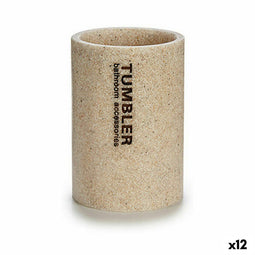 Tandenborstelhouder Tumbler Beige Hars 7,5 x 10,5 x 7,5 cm (12 Stuks)