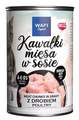 WAFI Meat chunks in gravy Poultry - nat kattenvoer - 415 g