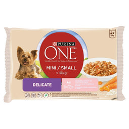 PURINA One mini delicate - nat hondenvoer - met zalm en rijst - 4 x 100g