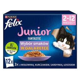 Felix Fantastic Jellied Kittenvoer Rund, Kip, Zalm, Sardine - 12x 85 g