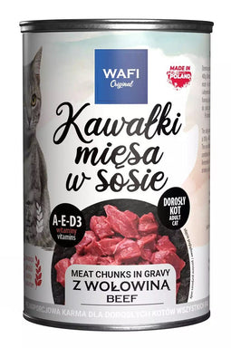 WAFI Meat chunks in gravy Beef - nat kattenvoer - 415 g