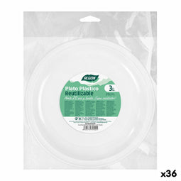 Set van herbruikbare borden Algon Cirkelvormig Wit Plastic (36 Stuks)