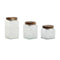 Set van 3 Potjes Home ESPRIT Natuurlijk Kristal Acacia 500 ml 750 ml 1 L 9,5 x 9,5 x 17,5 cm