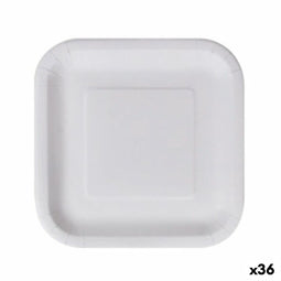 Bordenset Algon Wegwerp Wit Karton Vierkant 23 cm (36 Stuks)