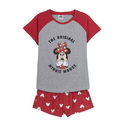 Zomerpyjama Minnie Mouse Rood Vrouw Grijs Maat XS
