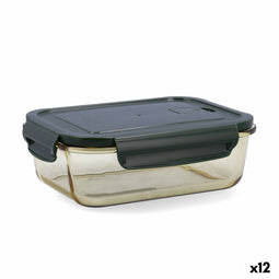 Hermetische Lunchtrommel Bidasoa Infinity Rechthoekig 1,04 L Geel Glas (12 Stuks)