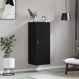 Wandkast 34,5x34x90 cm bewerkt hout zwart