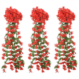 Kunstbloemslingers 3 st 85 cm rood