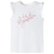 Kindershirt met ruches aan de mouwen glitterprint 128 ecru