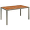 Tuintafel met houten blad 150x90x75 cm poly rattan grijs