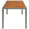 Tuintafel met houten blad 150x90x75 cm poly rattan grijs