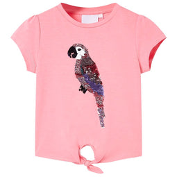 Kindershirt 116 fluorescerend roze