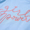 Kindershirt met ruches aan de mouwen glitterprint 116 lichtblauw