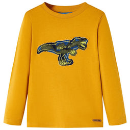 Kindershirt met lange mouwen 92 okerkleurig
