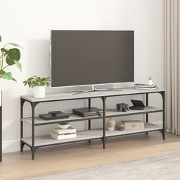 Tv-meubel 140x30x50 cm bewerkt hout grijs sonoma eikenkleurig
