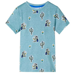 Kindershirt 140 gemleerd lichtgroen