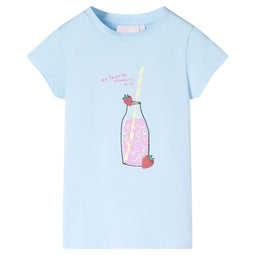 Kindershirt 128 zachtblauw