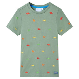 Kindershirt met korte mouwen 92 kakikleurig