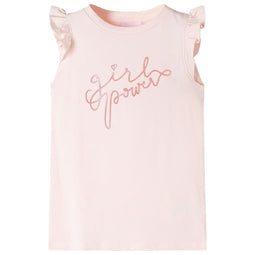 Kindershirt met ruches aan de mouwen glitterprint 128 zachtroze