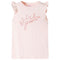 Kindershirt met ruches aan de mouwen glitterprint 128 zachtroze