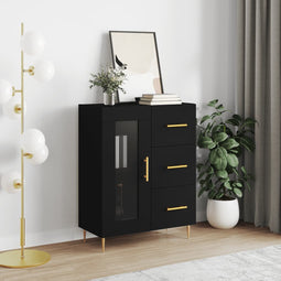 Dressoir 69,5x34x90 cm bewerkt hout zwart