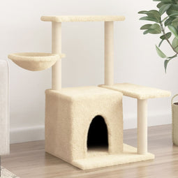 Kattenmeubel met sisal krabpalen 83 cm crmekleurig