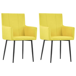 Eetkamerstoelen met armleuningen 2 st stof geel