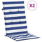 Stoelkussens 2 st hoge rug gestreepte stof wit en blauw
