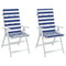 Stoelkussens 2 st hoge rug gestreepte stof wit en blauw