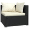 4-delige Loungeset met creme kussens poly rattan zwart