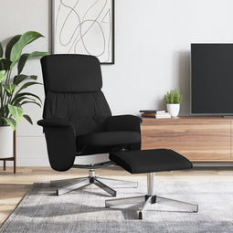 Fauteuil verstelbaar met voetenbank stof zwart