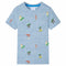 Kindershirt 116 gemleerd blauw