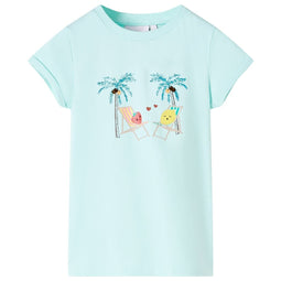 Kindershirt 128 lichtzeeblauw