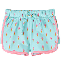 Kindershorts met trekkoord ijsjesprint 140 lichtmintkleurig