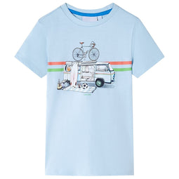Kindershirt busjesprint 128 lichtblauw