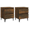 Nachtkastjes 2 st met metalen poten 40x35x50 cm gerookt eiken
