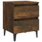 Nachtkastjes 2 st met metalen poten 40x35x50 cm gerookt eiken