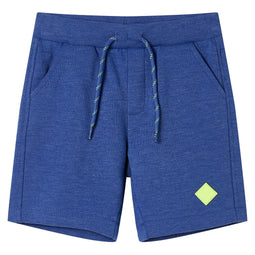 Kindershorts met trekkoord 116 gemleerd blauw