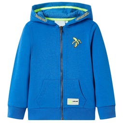 Kindervest met capuchon en rits 104 blauw