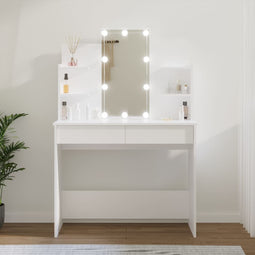 Kaptafel met LED-verlichting 96x40x142 cm wit