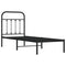 Bedframe met hoofdbord metaal zwart 75x190 cm