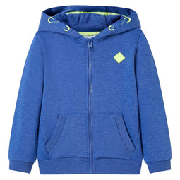 Kindervest met capuchon en rits 140 gemleerd blauw