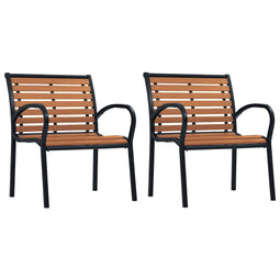 Tuinstoelen 2 st staal en HKC zwart en bruin