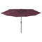 Parasol met LED-verlichting en metalen paal 400 cm bordeauxrood