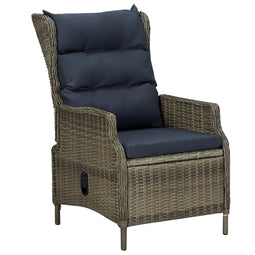 Tuinstoel verstelbaar met kussens poly rattan bruin