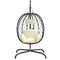 Hangstoel met kussen poly rattan en staal crmewit